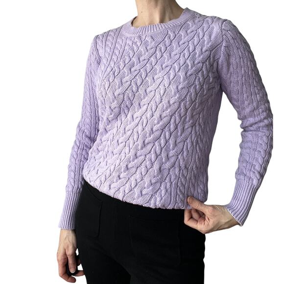 J Crew Diagonal cable-knit sweater purple xs - Picture 10 of 10